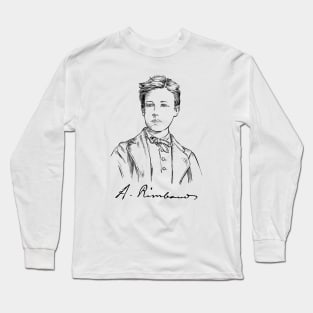 Arthur Rimbaud, French poet, Portrait, Signature Long Sleeve T-Shirt